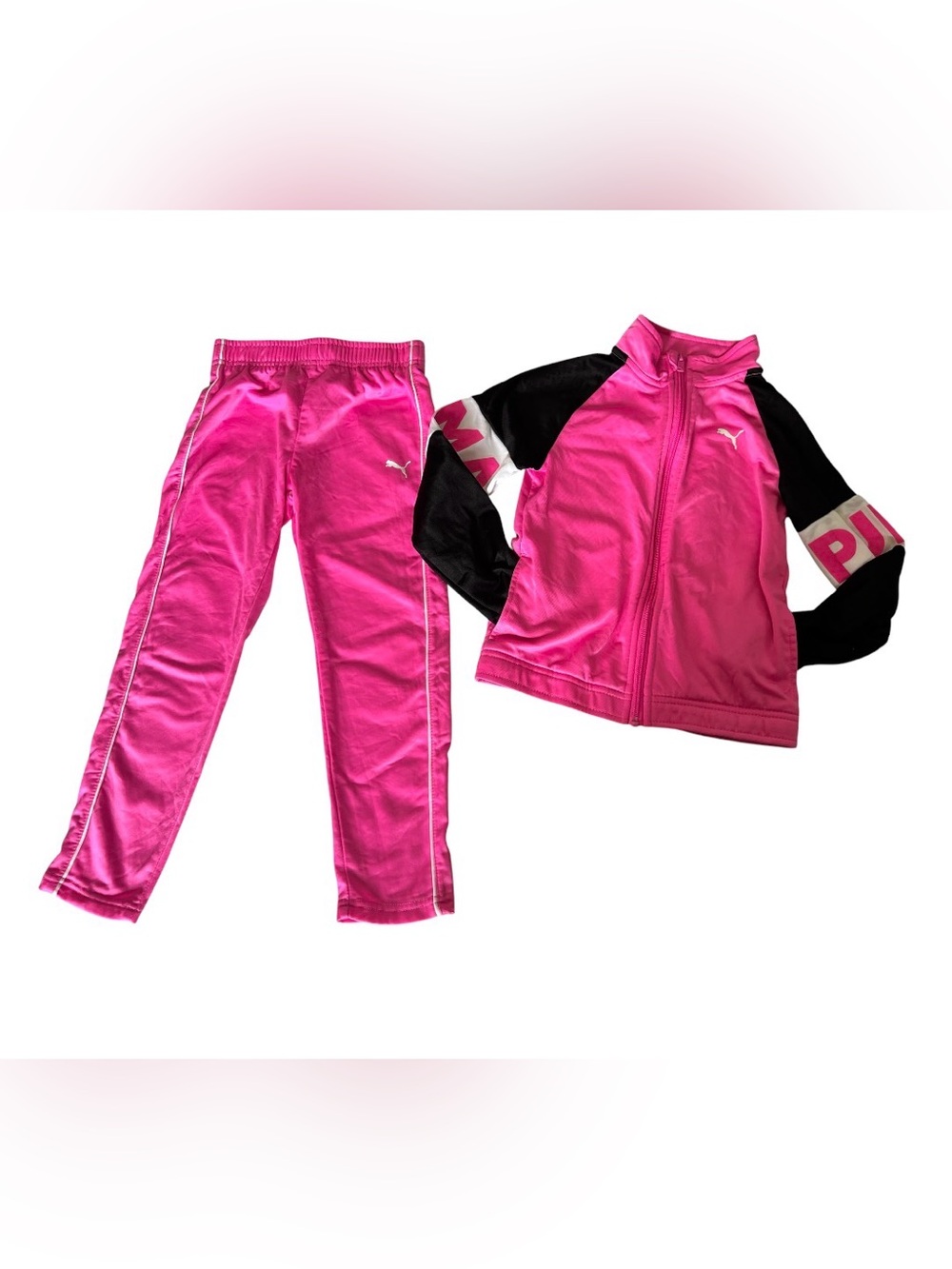 Puma Hot Pink and Black Girls' Track Jacket & Pants Set